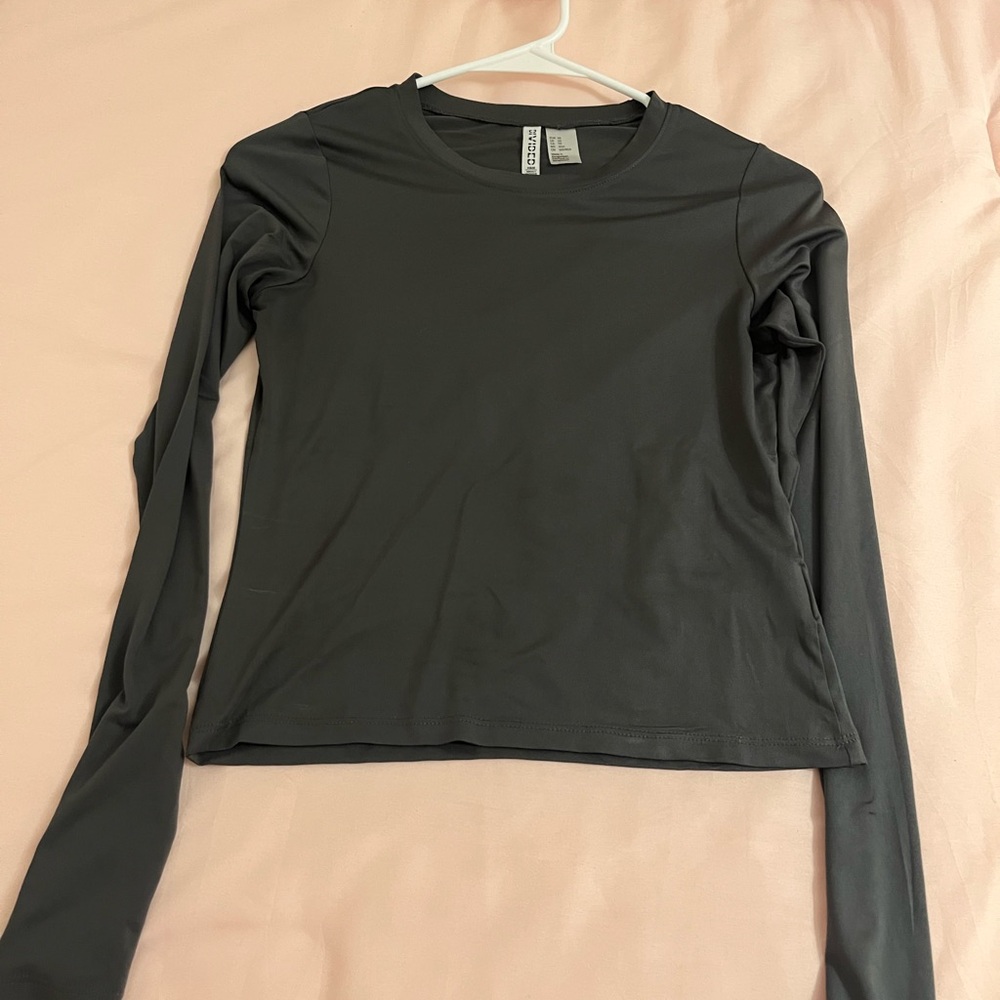 H&M Green Fitted Long Sleeve T-Shirt